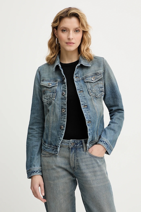 Rifľová bunda G-Star Pitched hem slim bez kapucne modrá D27939.D788