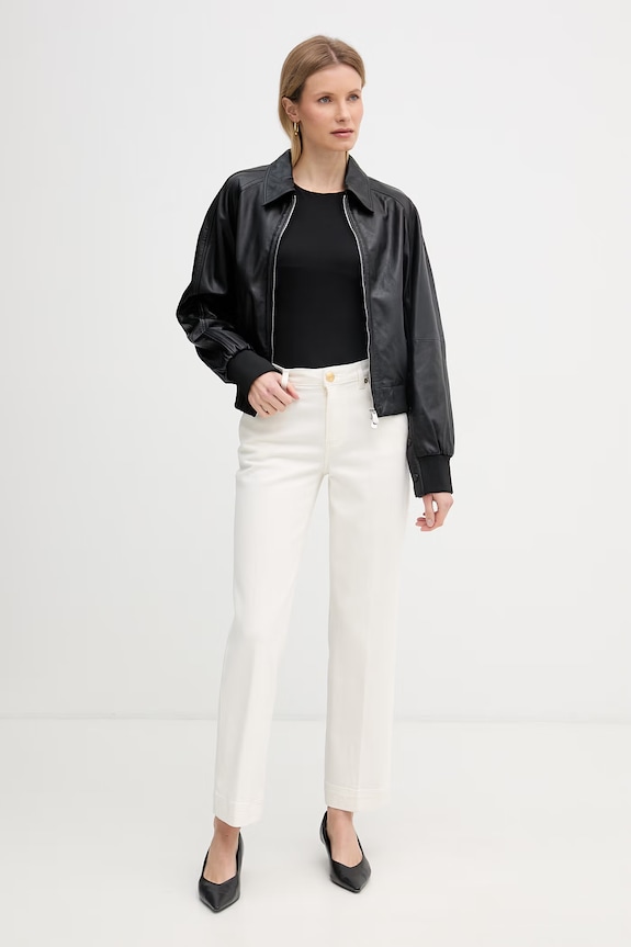 Pinko krótka kurtka damska skórzana 106233.A31X czarny SS26