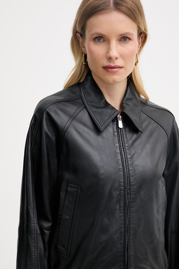 Pinko krótka kurtka damska skórzana czarny 106233.A31X