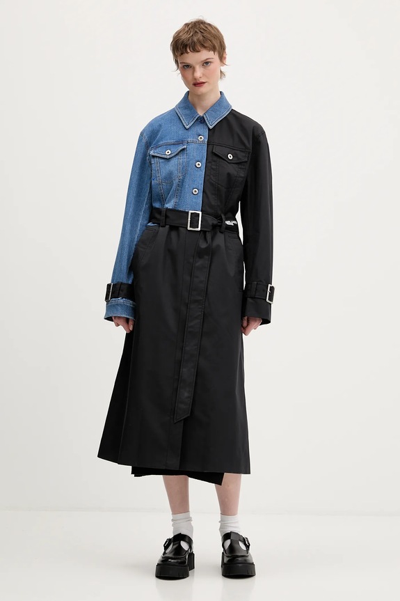 Karl Lagerfeld Jeans palton cu captuseala negru B1W15028