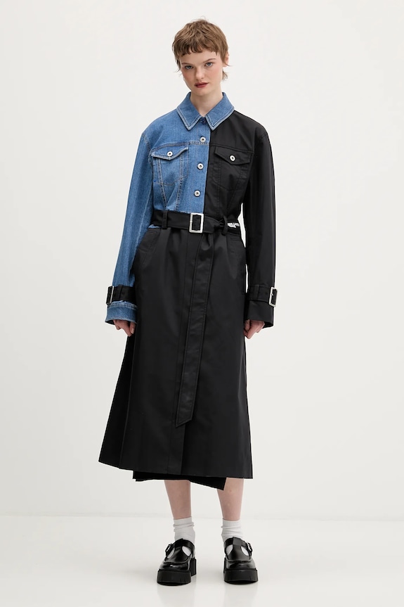 Karl Lagerfeld Jeans palton cu captuseala negru B1W15028