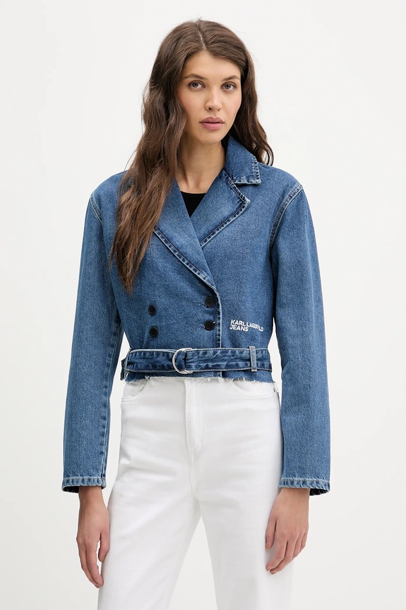 Rifľová bunda Karl Lagerfeld Jeans bez kapucne modrá B1W14040