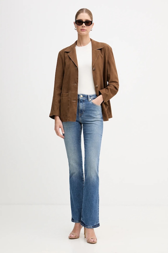 Pedro del Hierro geacă de piele întoarsă 5493060 maro SS26