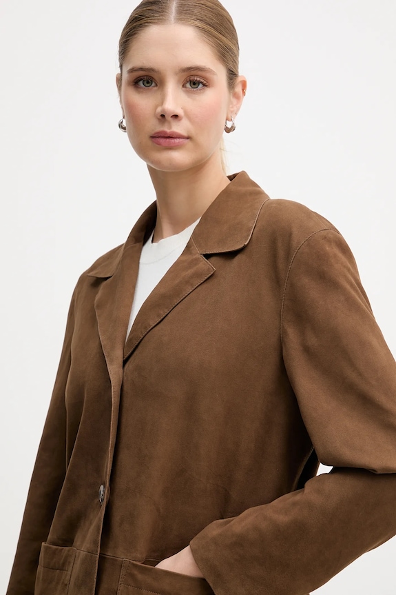 Pedro del Hierro geacă de piele întoarsă maro 5493060