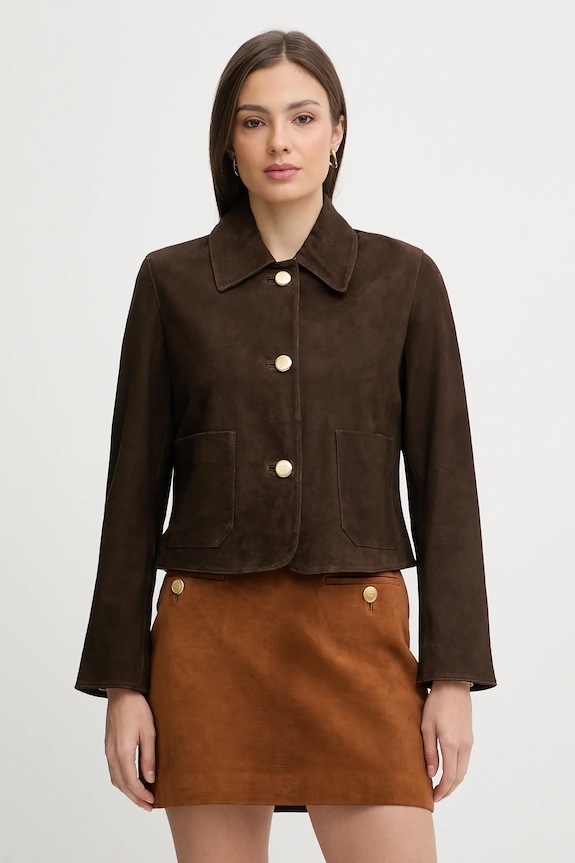 Semišová bunda Pedro del Hierro bez kapucne hnedá 5493063