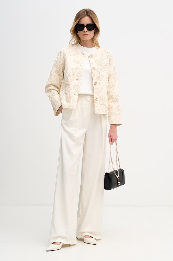 Hoss Intropia krótka kurtka damska bawełniana 5473150 beżowy SS26