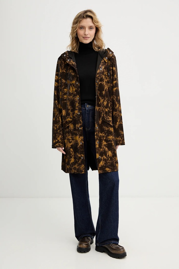 Rains kurtka 12020 Long Jacket W3 12020.152 brązowy SS26