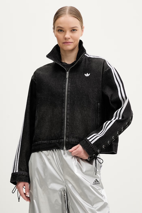 adidas Originals jachetă scurtă pentru femei, din denim necaptusit negru KS1394