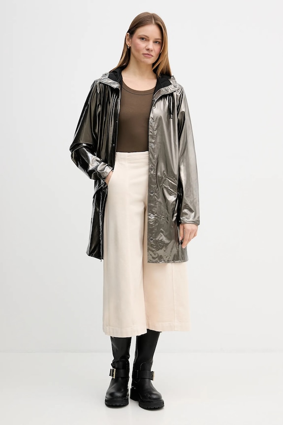 Rains geacă 12020 Long Jacket W3 12020.150 maro SS26