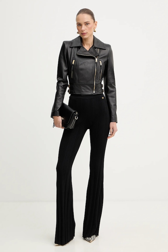 Elisabetta Franchi ramoneska skórzana GD57Z61E2 czarny SS26