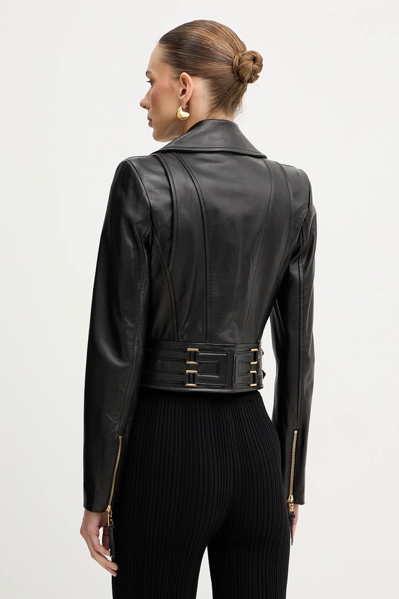 Odzież Elisabetta Franchi ramoneska skórzana GD57Z61E2 czarny