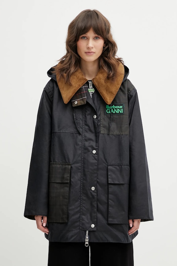 Куртка Barbour x Ganni Hooded Duffle Wax інші темно-синій LWX1527NY71
