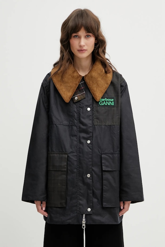 Куртка Barbour x Ganni Hooded Duffle Wax темно-синій LWX1527NY71