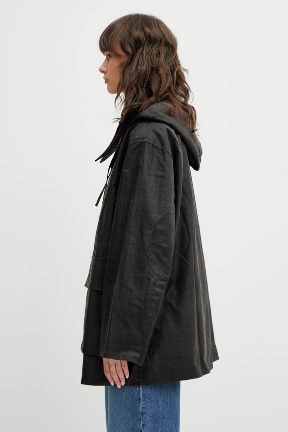 Μπουφάν Barbour x Ganni Hooded Tartan Duffle Wax LWX1528TN11 πράσινο SS26