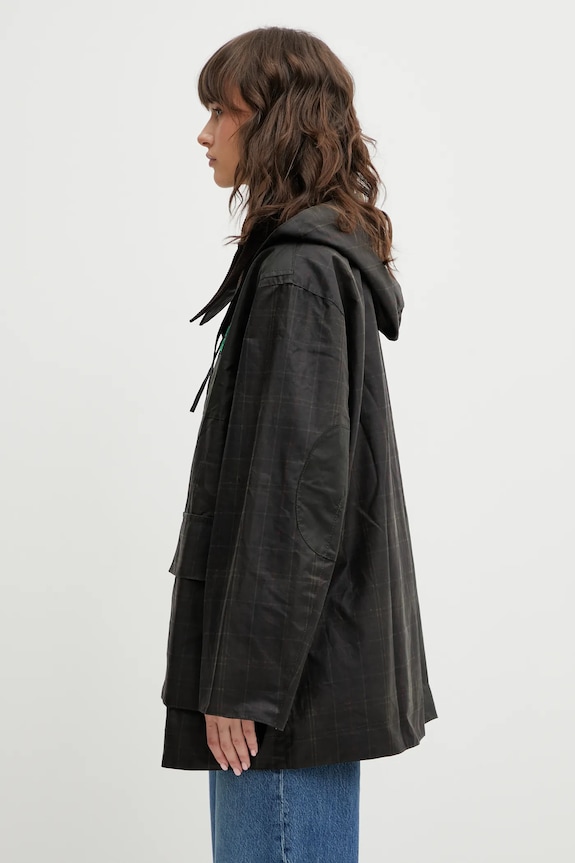 Μπουφάν Barbour x Ganni Hooded Tartan Duffle Wax LWX1528TN11 πράσινο SS26