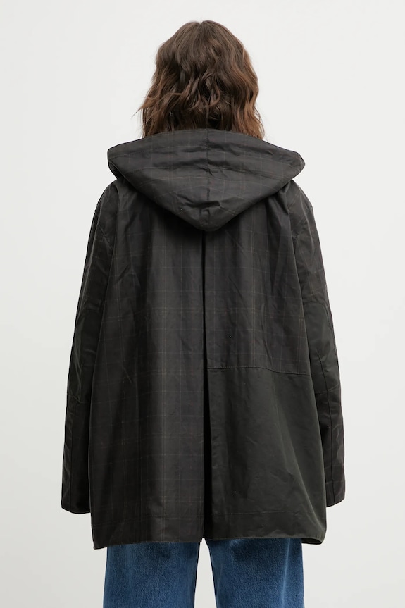 Ρούχα Μπουφάν Barbour x Ganni Hooded Tartan Duffle Wax LWX1528TN11 πράσινο