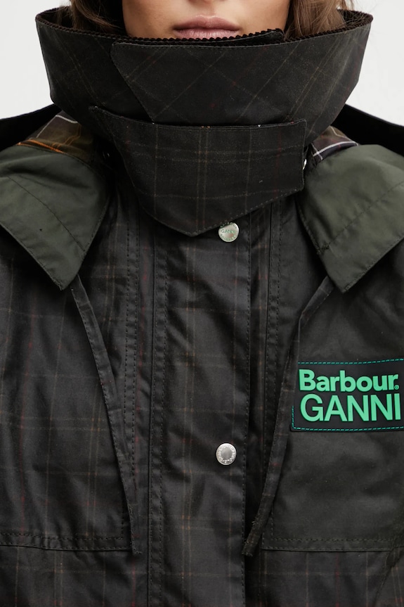 Μπουφάν Barbour x Ganni Hooded Tartan Duffle Wax LWX1528TN11