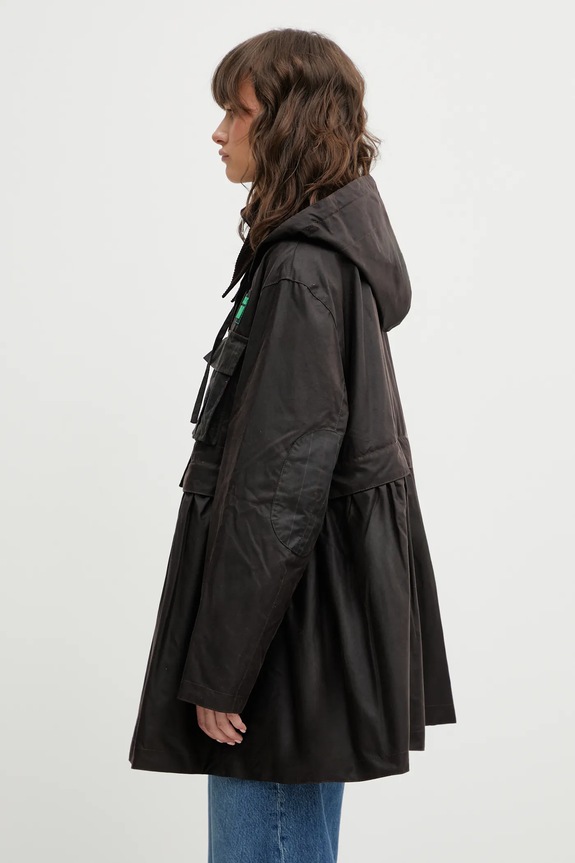 Barbour cotton jacket x Ganni Peplum Wax LWX1523BR71 brown SS26