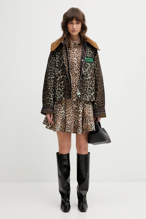 Barbour cotton jacket x Ganni Printed Hooded Wax LWX1529BK11