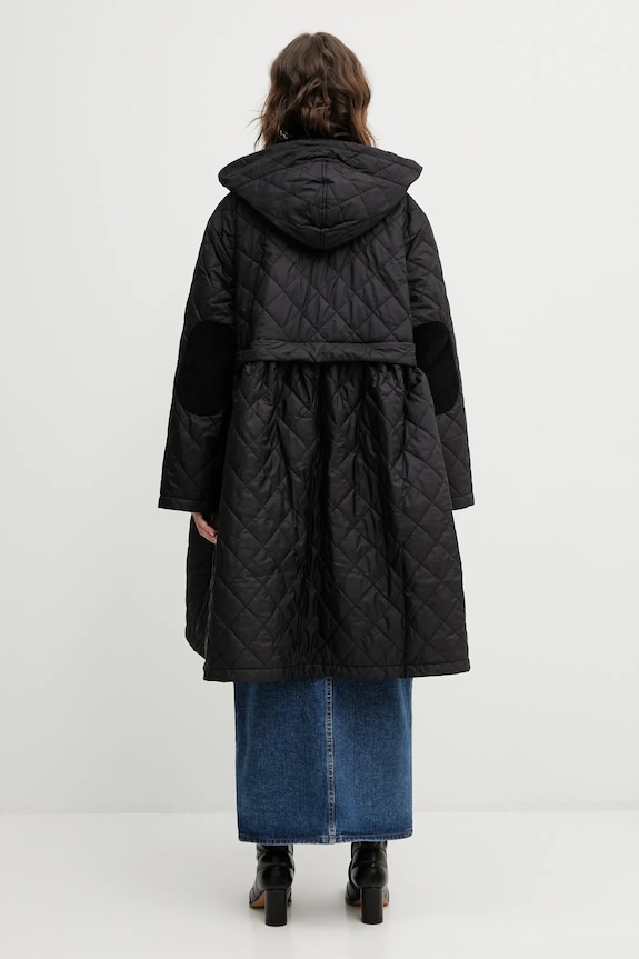 Îmbrăcăminte Barbour geacă x Ganni Peplum Quilted LQU1890BK11 negru