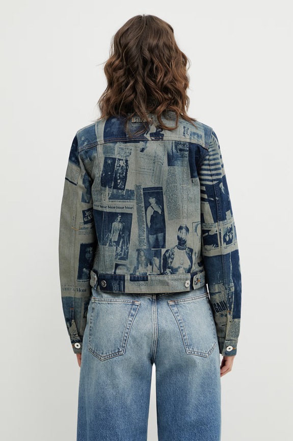 Abbigliamento Jean Paul GAULTIER giacca di jeans Newspaper Print 26.01.W.JA033.D027 blu