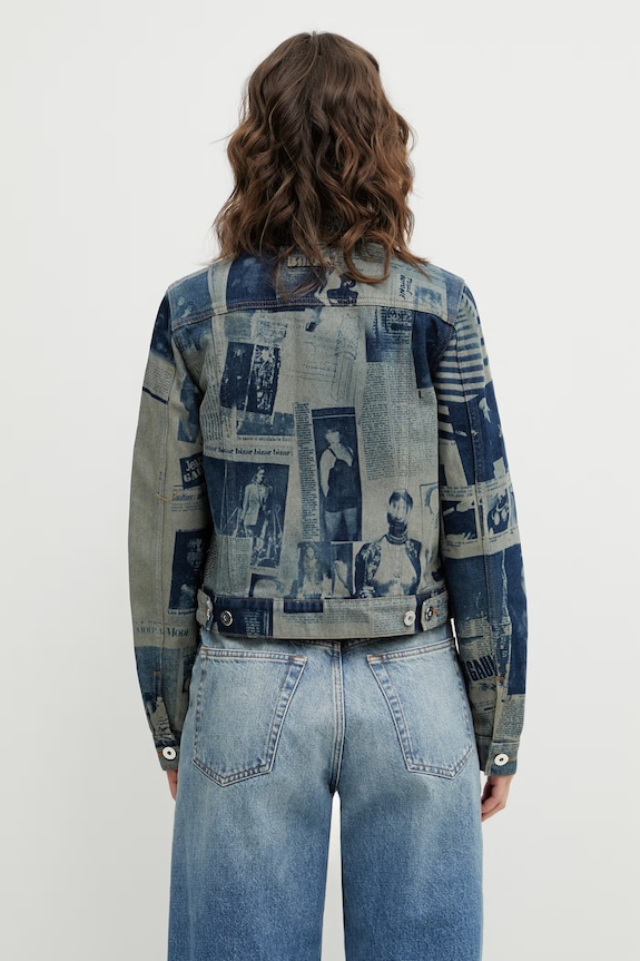 Abbigliamento Jean Paul GAULTIER giacca di jeans Newspaper Print 26.01.W.JA033.D027 blu