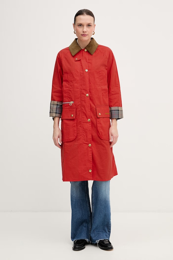 Barbour jachetă lungă pentru femei, din bumbac Hollington LCA0400 rosu SS26