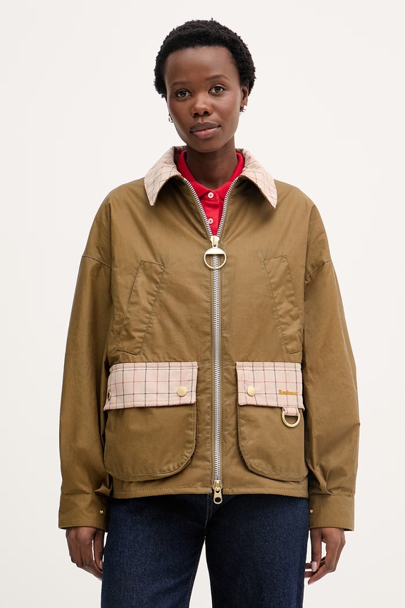 Barbour krátka bunda dámska bavlnená Launton béžová LWX1535