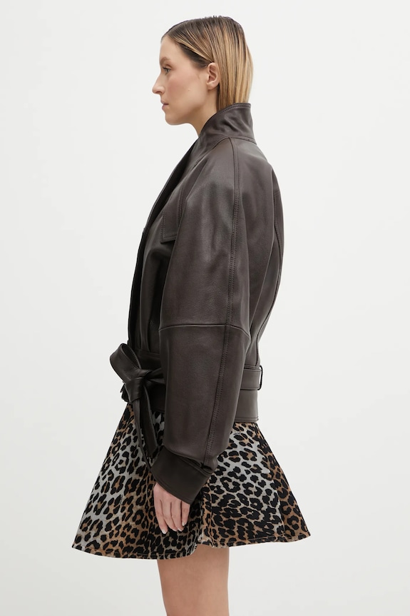Rotate leather jacket 1155781667 brown SS26