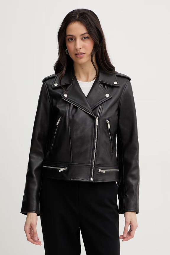 Twinset rokerica za žene od kože crna 261TP2010