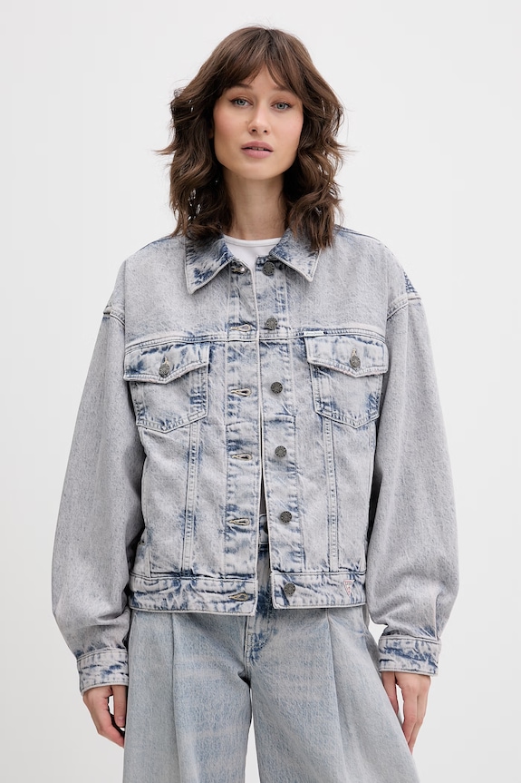 Guess Jeans τζιν μπουφάν γυναικείο μπλε W6GN56.D5M57