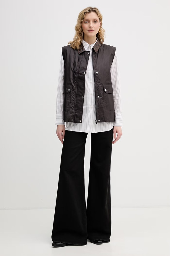 Sisley női pamut ujjatlan kabát 6W09W8014 barna SS26