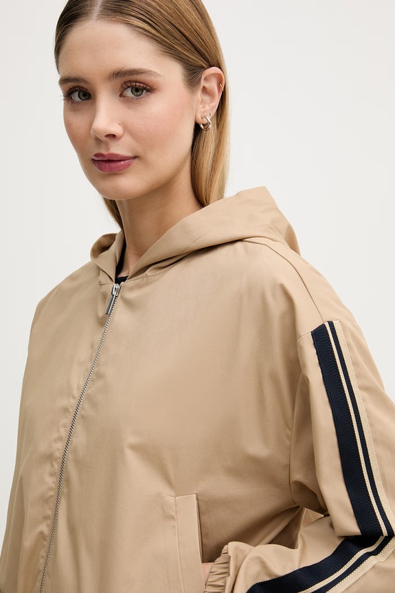 United Colors of Benetton Μπουφάν Bomber γυναικείο βαμβακερό μπεζ 2Z0SDN09E