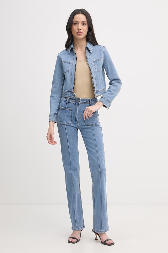 United Colors of Benetton kurtka jeansowa damska bawełniana z elastanem 2S90DN095 niebieski SS26