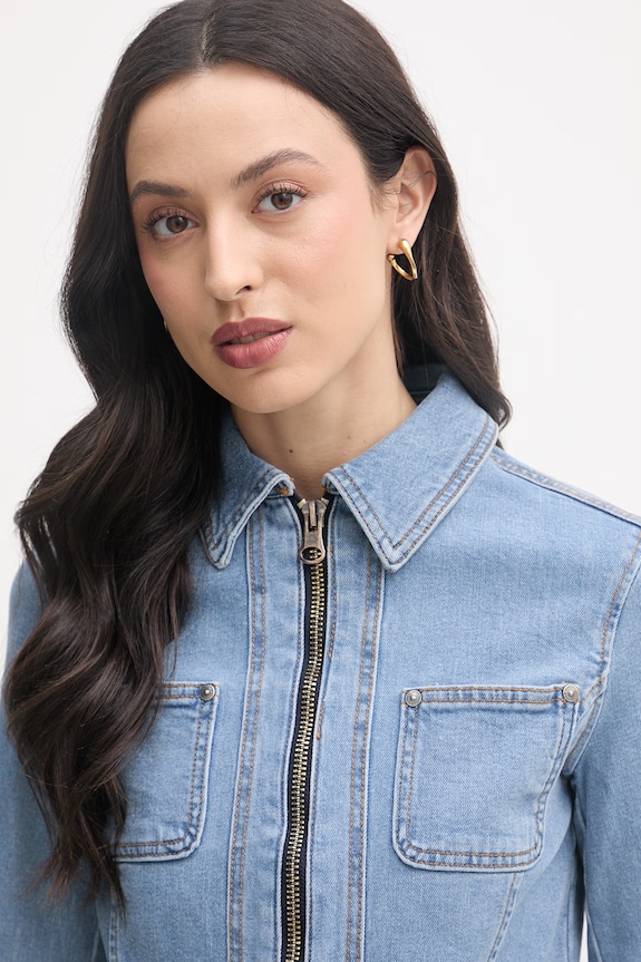 United Colors of Benetton kurtka jeansowa damska bawełniana z elastanem niebieski 2S90DN095