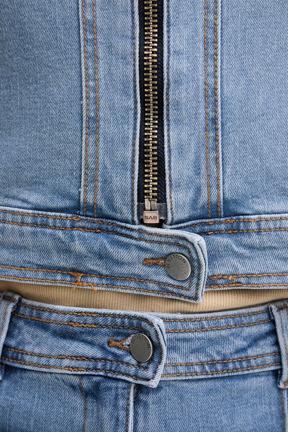 United Colors of Benetton kurtka jeansowa damska bawełniana z elastanem 2S90DN095 niebieski