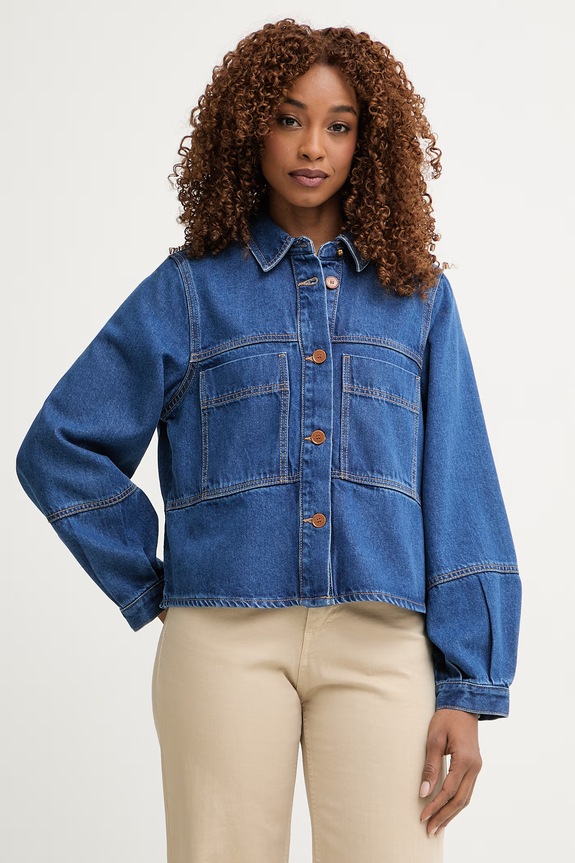 United Colors of Benetton geacă de blugi pentru femei albastru 23C8DN097