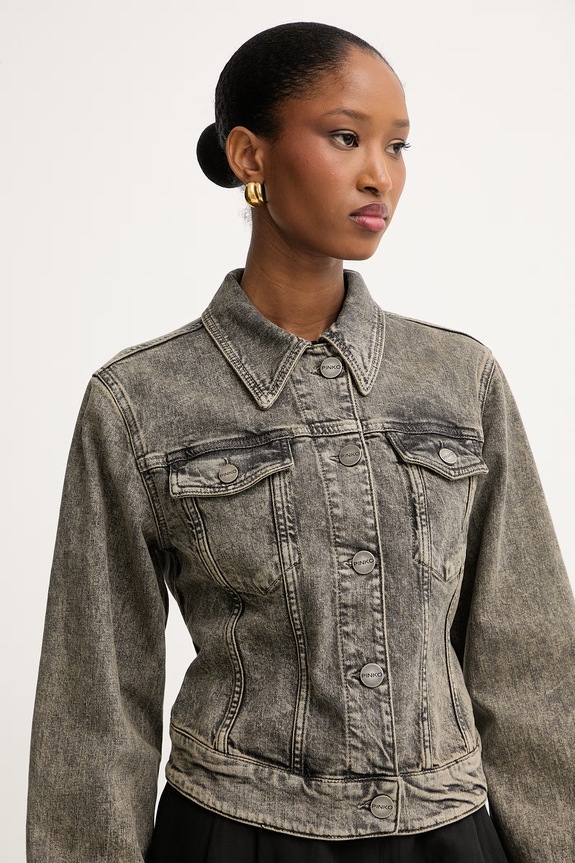Pinko jachetă scurtă pentru femei, din denim gri 106388.A34Y