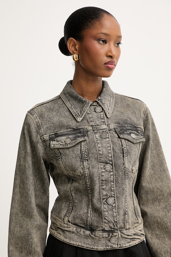 Pinko jachetă scurtă pentru femei, din denim gri 106388.A34Y