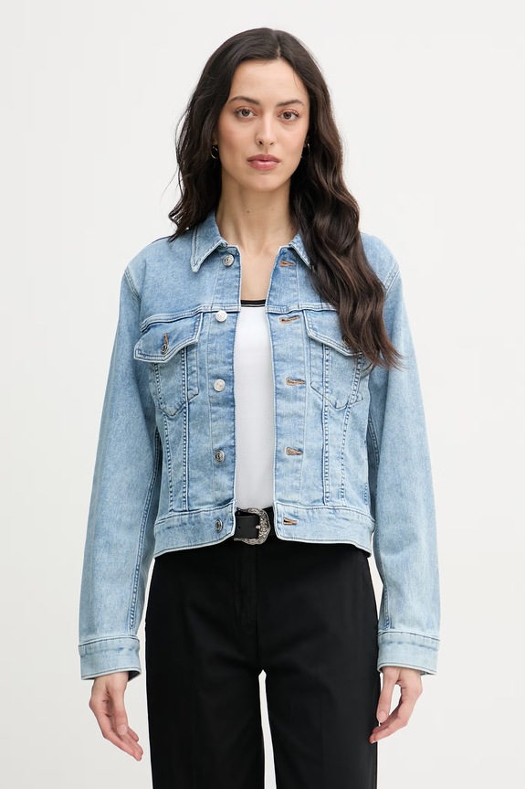 Calvin Klein Jeans bunda dámska rifľová modrá LV047F672G