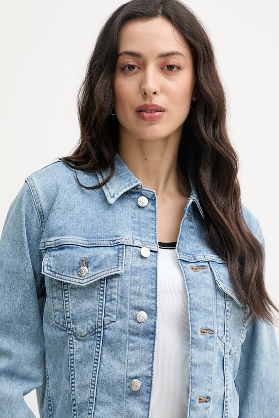 Oblečenie Calvin Klein Jeans bunda dámska rifľová LV047F672G modrá