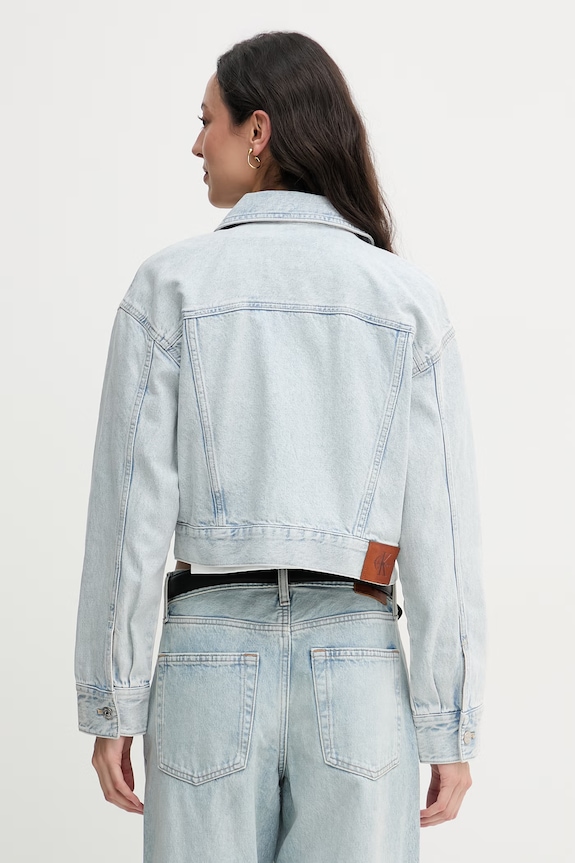 Oblečenie Calvin Klein Jeans krátka bunda dámska rifľová LV047F680G modrá