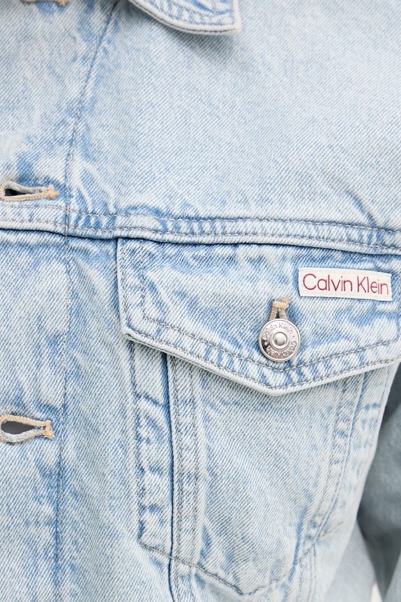 Calvin Klein Jeans krátka bunda dámska rifľová LV047F680G modrá