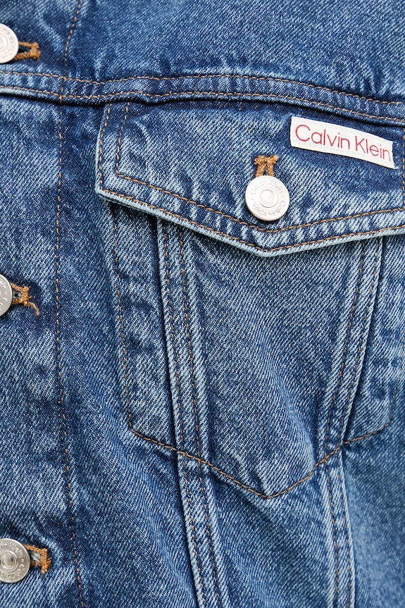 Calvin Klein Jeans prechodná bunda dámska rifľová LV047F681G modrá