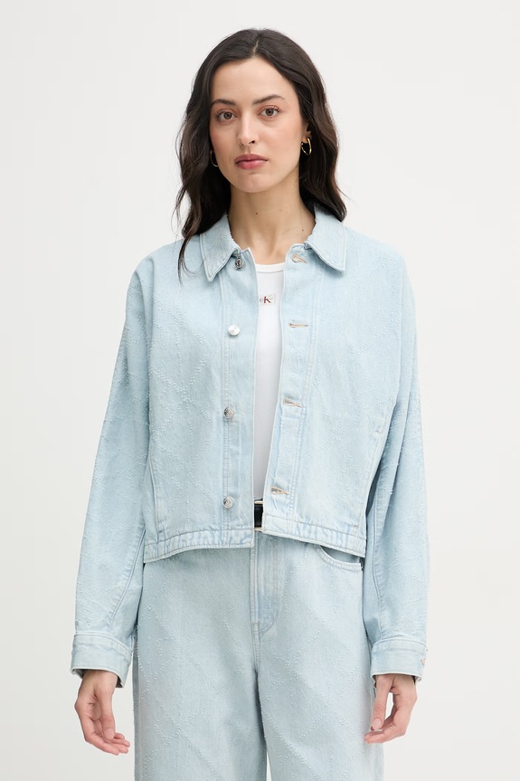 Calvin Klein Jeans bunda dámska rifľová modrá LV047F496G