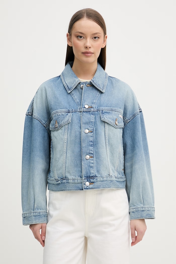 Calvin Klein Jeans džínsová bunda dámska modrá LV047F781G