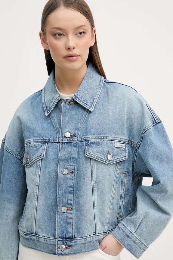 Calvin Klein Jeans džínsová bunda dámska modrá LV047F781G