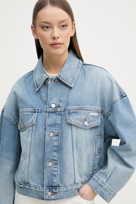 Calvin Klein Jeans džínsová bunda dámska modrá LV047F781G