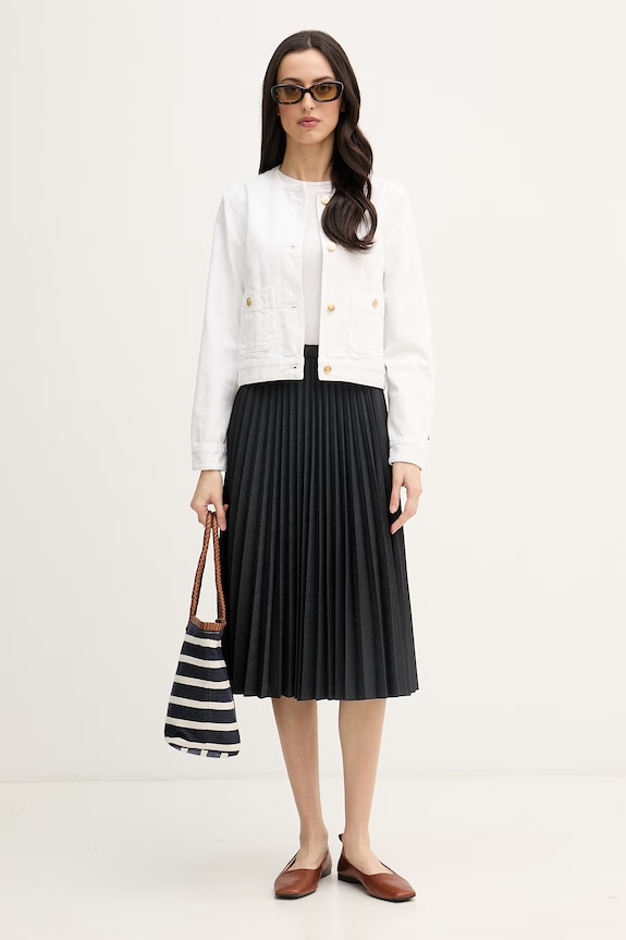 Tommy Hilfiger džínsová bunda dámska bavlnená WW0WW48591 biela SS26