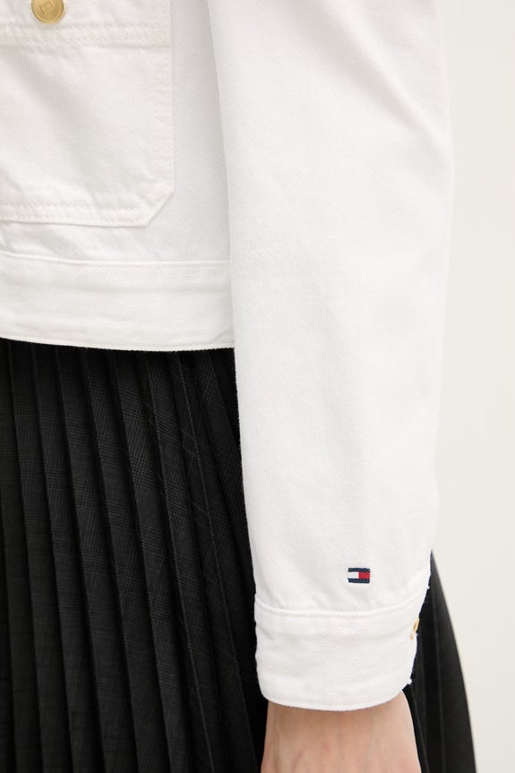 Tommy Hilfiger džínsová bunda dámska bavlnená WW0WW48591 biela